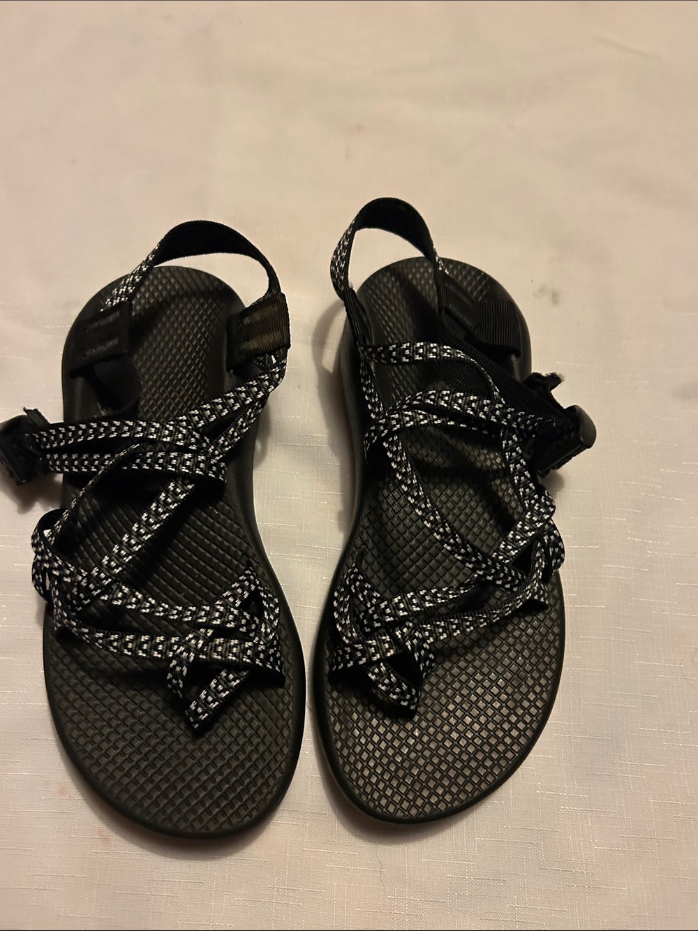 Chaco Women's Black and White Braided Strap Sandals